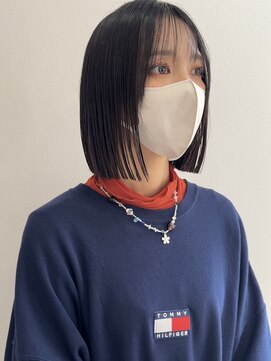 ヨーク(YOKE) 【YOKE】暗髪アッシュグレージュ質改善縮毛矯正切りっぱなしボブ