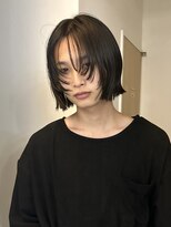 =メンズボブ/ダークアッシュ/ニュアンスパーマ／メンズウルフ