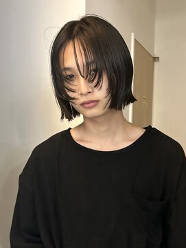 メゾンアクア 表参道(Maison ACQUA) =メンズボブ/ダークアッシュ/ニュアンスパーマ／メンズウルフ