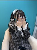 片立体リボンツインハート