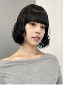 ボブパーマ × ブルーブラック