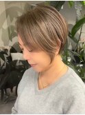 くびれショートボブ40代50代グレイカラー白髪染め白髪ぼかし