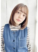 ボブ_透けバングのナチュラルボブスタイル