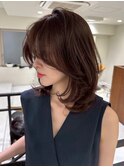 ミディアムレイヤーセミロングケアカラー20代30代40代
