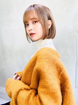 メーヴェ(Mowen) mowen 南堀江　ミニボブ×ナチュラルベージュ×シースルバング