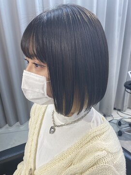 ヴェイン 渋谷(vain) インナーホワイトベージュワイドバング韓国ボブ