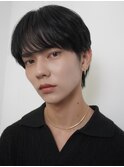 韓国ヘアカルマパーマカルマバングセンターパート黒髪ウルフ