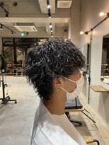 縦落ちウルフパーマ/ウザバング/波ウェーブツイストパーマメンズ