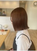 切りっぱなしボブ×オレンジブラウン◎