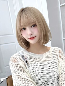 レイリー 原宿 表参道(Rayreee) 小顔カット/顔まわり/大人可愛いミディアム/ボブ/ハイトーン