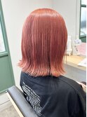 ピンクオレンジ/ニュアンスカラー/ボブ/ハイトーン * 20代/30代