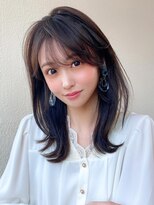 アフロート エル 大阪(AFLOAT L)&nbsp;暗髪で出せるこなれ感！フェイスレイヤー×ナチュラルセミロング