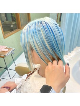 メロウ 神戸三宮(mellow) ホワイトブロンド×アクアブルー