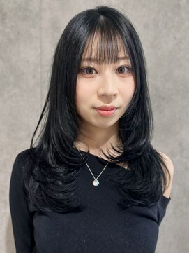 エアー 青山(AIR) レイヤーカット前髪ありブルーブラック透明感暗髪学割
