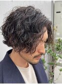 横浜西口サーフカールメンズカットセンターパートウルフパーマ