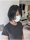 ミディアムヘア暗めカラーデザインカラーフェイスフレーミング