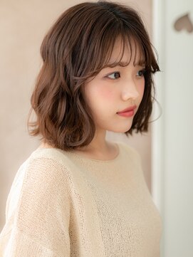 カバーヘア 上尾西口店(COVER HAIR) グレージュブラウンブリーチなしゆるふわボブパーマ20代30代X