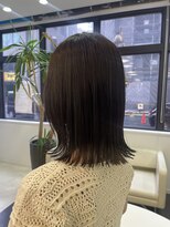 プランタン フォー ヘアー(printemps FOR HAIR)&nbsp;三本木担当モデル様/切りっぱなしボブ/オリーブベージュ