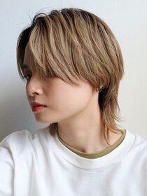 フラッシュパック(FLASH PACK) マッシュウルフセンターパートベージュミルクティーベージュ