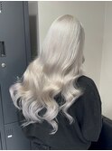 11891ホワイブロンド韓国風巻きワンホンヘアホワイトアッシュ