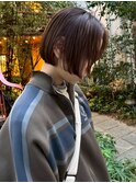 ボブ 顔周りカット アッシュブラウン 艶髪 透明感カラー 20代
