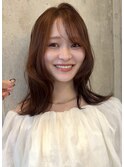 ふんわりレイヤー×ワンカラーで出来る艶感オレンジブラウン