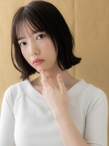 カバーヘア ブリス 戸田公園西口店(COVER HAIR bliss)&nbsp;黒髪クラゲヘア切りっぱなしぱっつん外ハネくびれボブ20代30代W