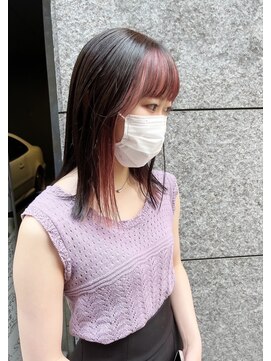 チェレ オレ 新金岡店(Chere ore) 大人可愛い前髪ありインナーカラー/レッドピンク