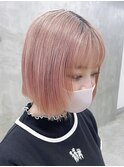 ペールピンク系カラーケアブリーチこなれミディ小顔20代30代40代