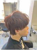 王道スタイル ピンクブラウンブリーチ無しカラーツーブロック