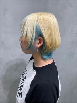 ヘアサロン ドット トウキョウ カラー 町田店(hair salon dot. tokyo color) 【増田芳樹】抜きっぱなしブロンド×水色[町田駅]