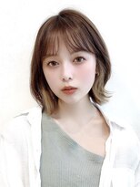 ボブウルフ外国人風カラーココアベージュ透明感20代30代40代