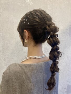 ヘアアレンジメント ボガスティーズ 溝の口店(Hair arrangement Vogusty's) 編みおろしポニー/ルーズアップヘア/結婚式/ヘアセット