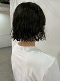 20代 ショートボブ 黒髪 パーマスタイル ニュアンスパーマ