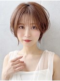 Say.ピンクベージュ顔周りカットひし形ショートレイヤーショート