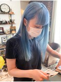 【大名店 中山】ペールブルー 水色 ブリーチカラー
