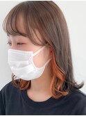SNSで大人気！色持ち抜群暖色インナーカラーふんわりカール