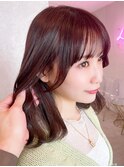 韓国前髪顔周り×チェリーブラウンフェミニン【新宿/髪質改善】