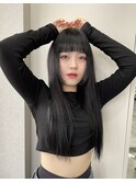 博多/黒髪/ぱっつん前髪/黒髪ストレート/重め前髪/暗めカラー