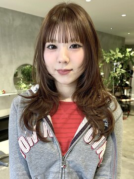 ハウ 心斎橋(how) 20代30代40代ロングウルフオリーブグレージュ夏カラー