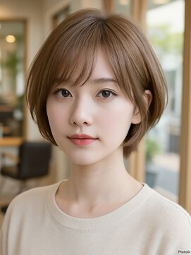 フリック 京都河原町店(FLICK) ★ブリーチなしミルクティーカラーチェリーブラウン小顔ショート