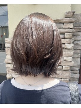 美容室 ウーヴリール(ouvrir) 伸ばし中×くびれボブ×ミディアム×チョコラブラウン