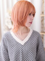 カバーヘア ブリス 志木南口駅前店(COVER HAIR bliss)&nbsp;アプリコットオレンジハイレイヤーウルフカットA8志木10代20代