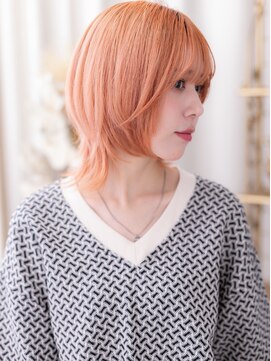 カバーヘア ブリス 志木南口駅前店(COVER HAIR bliss) アプリコットオレンジハイレイヤーウルフカットA8志木10代20代
