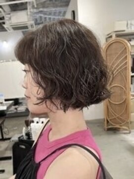 カーフ アオゾラヘアー 光の森2号店(calf AOZORA HAIR) ミニボブパーマ ラフウェーブ スタイリング簡単パーマスタイル