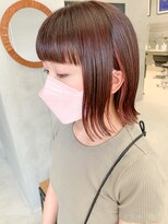 テトヘアー(teto hair) 外ハネボブ、インナーカラー、切りっぱなしボブ、コーラルピンク