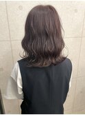 【Anli☆岩瀬萌】ピンクラベンダー ウェーブミディ ゆるふわ