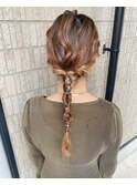 編み下ろし 金箔ヘアアレンジ