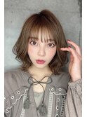 10代20代30代40代50代 前髪　ミルクティーベージュ　外ハネ　藤