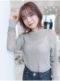大人かわいい前髪セシルカットココアブラウンフリンジウェーブ